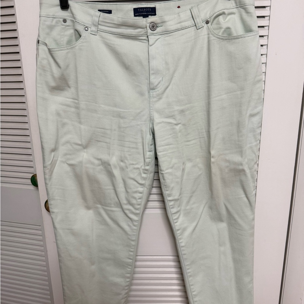 Talbots Light Green Simply Flattering Boyfriend Collection Ankle Pants